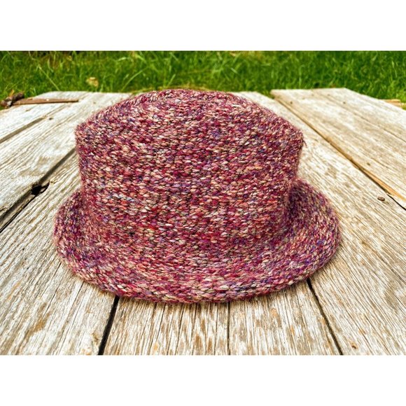 Vintage Womens Wool Tweed Fedora Hat Purple Wool - Picture 6 of 8